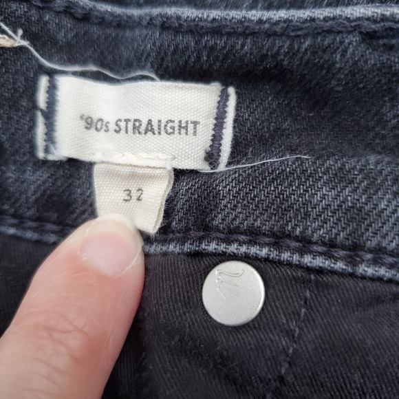 Madewell Jeans Womens 32 Black Denim 90s Straight High Rise Grunge Hipster - Picture 9 of 11